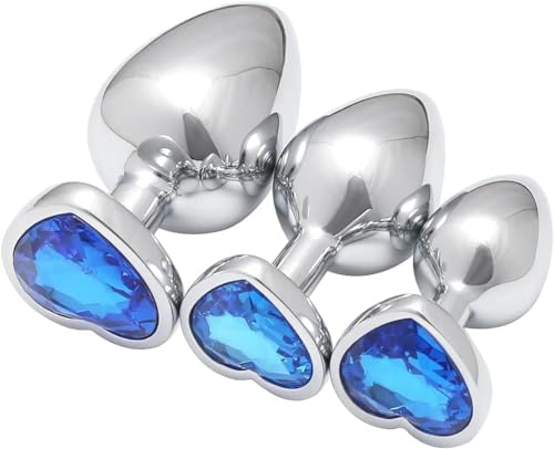 Newly 3pcs Plug Toys Blue Heart Butt Toy Plug Tool for Men Women Trainer Expanding Stainless Steel Amal Plug Butt Toy for Couples Trainer Kit Hoodies LS3