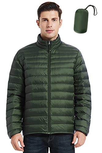 SLOW DOWN Men Winter Jacket, Puffer Jacket Lightweight Warm Puffer Jacket (Forest Green, L)