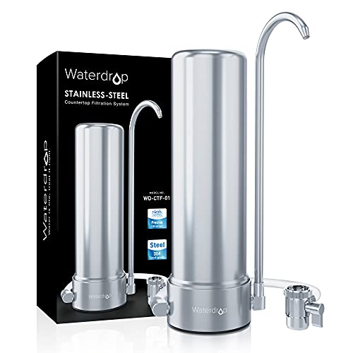 Waterdrop Countertop Water Filter, NSF/ANSI 42&372 Certified,5-Stage Stainless Steel Faucet Water Filter for 8000 Gallons, Reduces Heavy Metals, Bad Odor and 99% Chlorine,WD-CTF-01(1 Filter Included)