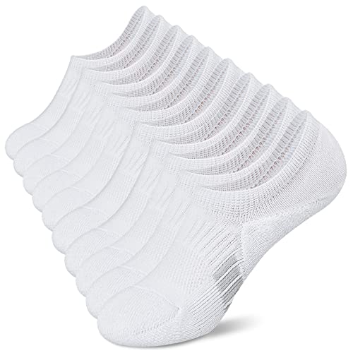 Amutost No Show Socks Women White Athletic Cushioned Moisture Ankle Socks 5-6 Pairs