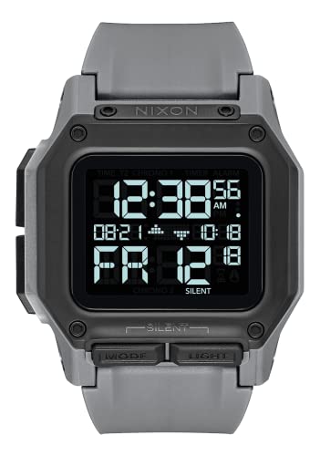 NIXON Regulus A1180 - All Gunmetal - 100m Water Resistant Men's Digital Sport Watch (46mm Watch Face, 29mm-24mm Pu/Rubber/Silicone Band