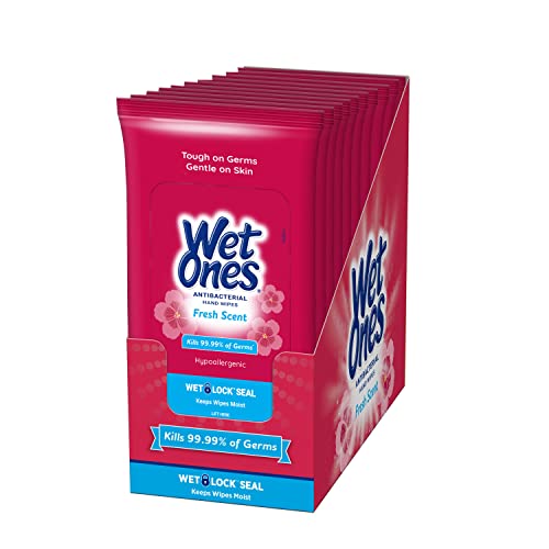 Wet Ones Antibacterial Hand Wipes Case, Fresh Scent | 20 ct. Travel Size (10 pack)