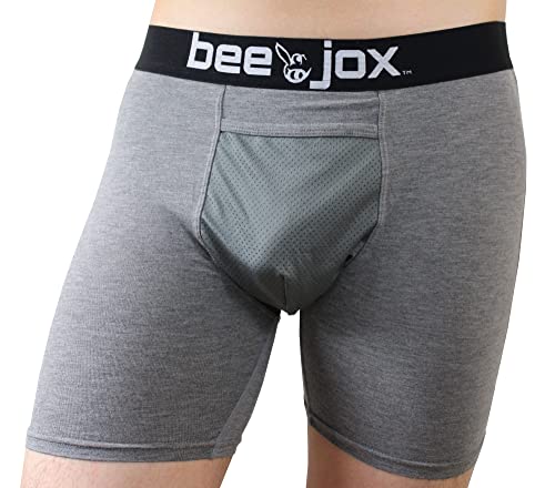 BeeJox X-Large, With Pocket, Vasectomy Underwear, 2-pk Gray/Black