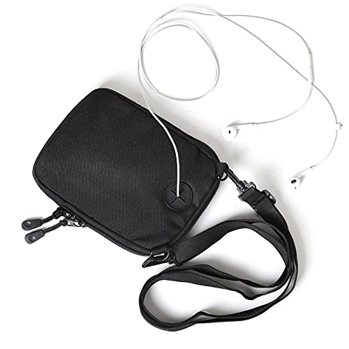 Small Crossbody Bag for Men,Mini Shoulder Bag Mini Messenger Bag for Cell Phone,Neck Pouch Bag Passport Wallet (Black-Large size)