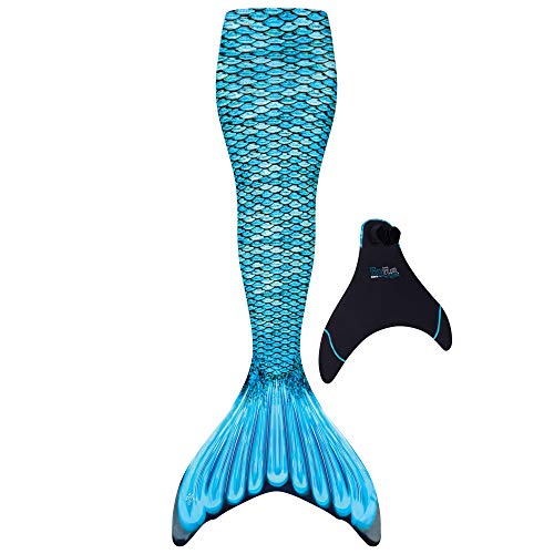 Fin Fun Mermaidens - Mermaid Tails for Swimming for Women, Teens and Adults with Monofin, Small, Tidal Teal