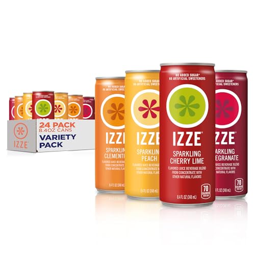 Izze Sparkling Juice, 4 Flavor Sunset Variety Pack, 8.4 Fl Oz (Pack of 24)