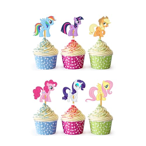 24x my little pony Cupcake Toppers – Strong Picks Happy Birthday Décor, Cupcake Decorations for Kids Birthdays