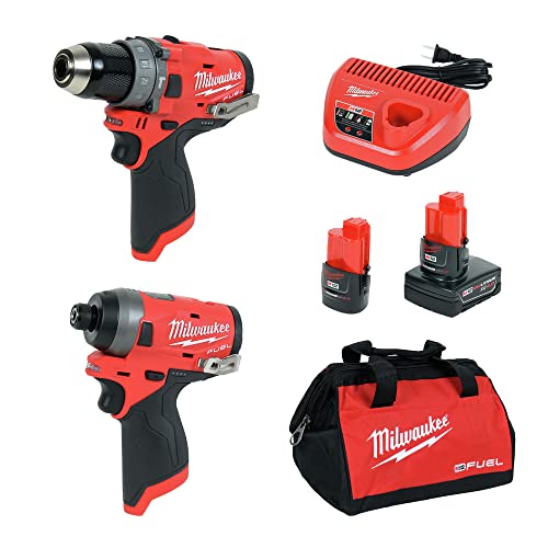 Milwaukee Electric Tools 2598-22 M12 Fuel 2 Pc Kit- 1/2' Hammer Drill & 1/4' Impact