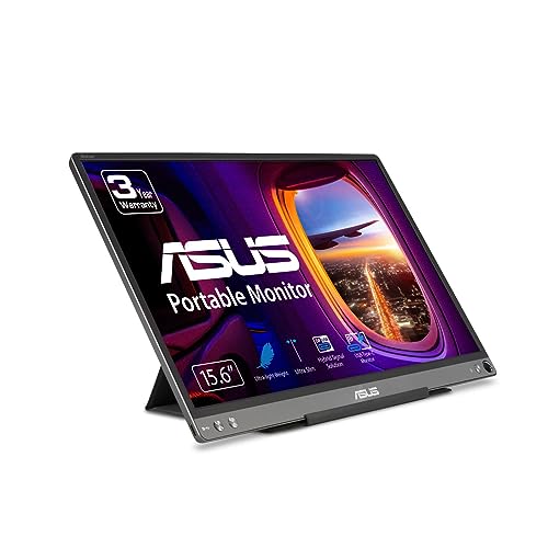 ASUS ZenScreen 15.6” 1080P Portable USB Monitor (MB16ACE) - Full HD (1920 x 1080), IPS, USB Type-C, Eye Care, Anti-Glare Surface, Lite Smart Case, External screen for laptop, 3-Year Warranty,Dark Gray