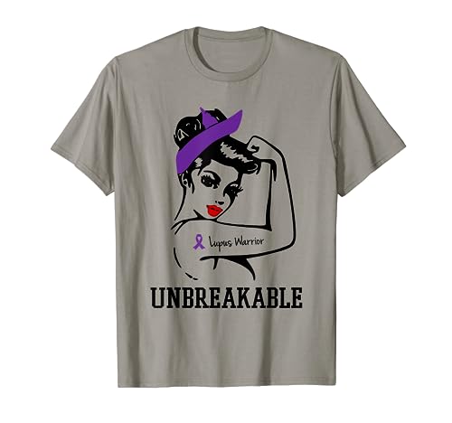 Lupus Awareness Products Warrior Unbreakable Purple Ribbon T-Shirt