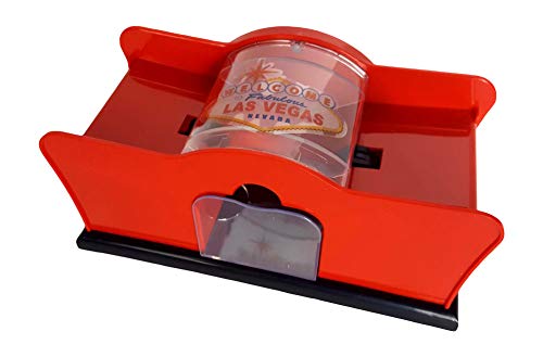 2 Deck Hand Crank 'Welcome To Las Vegas' Card Shuffler, Red & Black