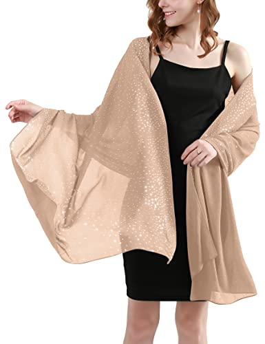 BANETTETA Shawls and Wraps for Weddings Dressy Shawls for Evening Wear Shawls and Wraps for Evening Dresses Shawl Wraps for Women Shawl Fall Winter (Apricot)