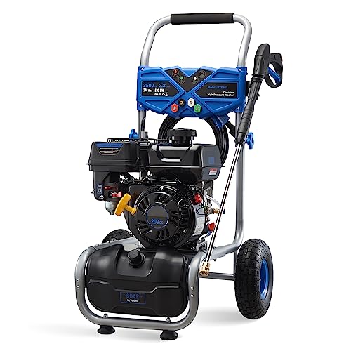 MUTAOMAY 3500PSI Gas Pressure Washer, 2.3GPM Gas Powered High Pressure Clean Machine with 209CC Engine, 4 Adjustable Nozzles, 25 ft High Pressure Hose for Cleaning Walls, Terraces, Vehicles, Gardens