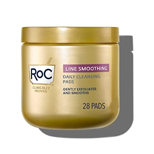 RoC Resurfacing Disks, Hypoallergenic Exfoliating Makeup Remover Pads for Wrinkles and Skin Tone, Hypo-Allegenic Skin Care, Oil-Free Daily Cleanser, 28 Count (Packaging May Vary)