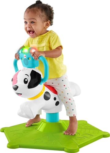 Fisher-Price Toddler Ride-On Learning Toy, Bounce and Spin Puppy, Stationary Musical Bouncer for Babies and Toddlers