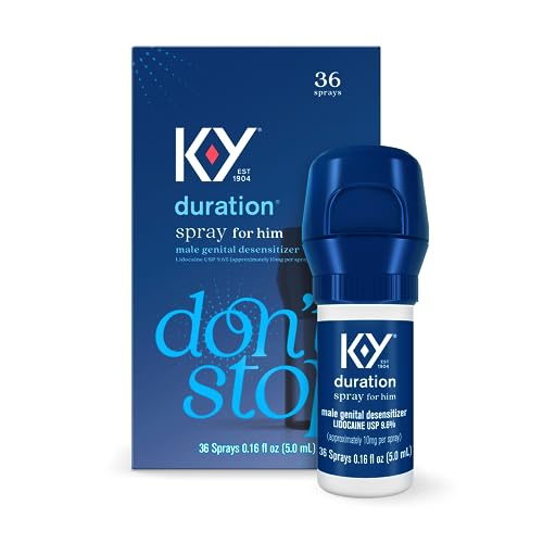 K-Y Duration Delay Spray, Numbing Climax Spray for Men & Lidocaine Desensitizing Spray, Climax Control, Sex Accessories for Adults Couples, Last Longer In Bed, 0.16 FL OZ (36 Sprays)