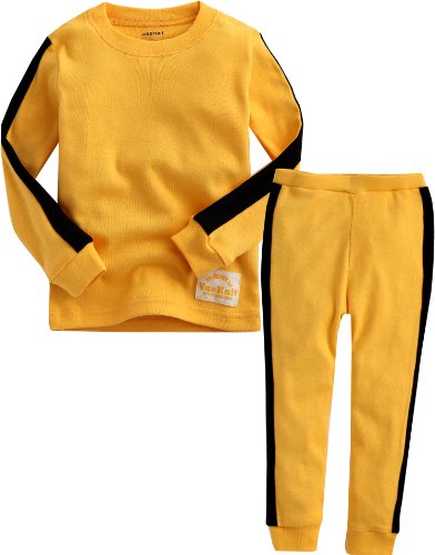 VAENAIT BABY Kids Boy Long Sleeve Cotton Sleepwear Pajamas 2pcs Set Kung Fu Yellow 6-7Y/XL