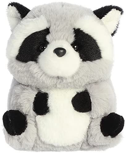 Aurora Round Rolly Pet Ripley Raccoon Stuffed Animal - Adorable Companions - On-The-Go Fun - Gray 5 Inches