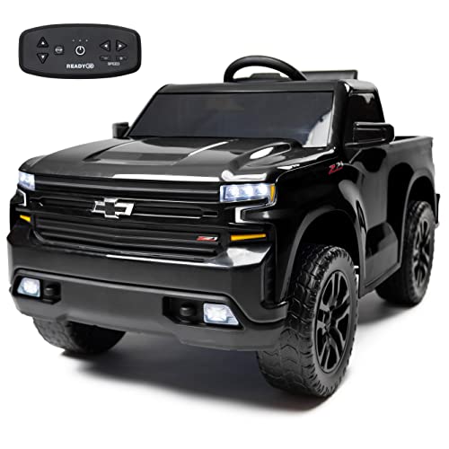 ReadyGO 12V Battery Powered Chevrolet Silverado Trail Boss 1-Seater Kids Ride On Truck with Parent Remote Control, Fast Speed Mode (5 MPH), LED Headlights, Retractable Tailgate
