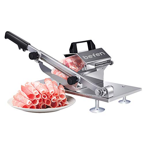 Manual Frozen Meat Slicer, befen Upgraded Stainless Steel Meat Cutter Beef Mutton Roll for Hot Pot KBBQ Food Slicer Slicing Machine for Home Cooking of Hot Pot Shabu Shabu BBQ