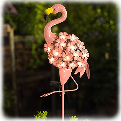 HOMEIMPRO Garden Solar Lights,Flamingo Pathway Outdoor Stake Metal Lights,Waterproof Warm White LED for Lawn,Patio, Courtyard, Mothers Day Gifts for Women