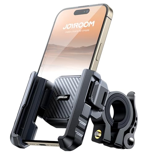 JOYROOM Motorcycle Bike Phone Holder Mount - [Not Block Camera] Bicycle Phone Holder Handlebar Cell Phone Clamp - [Silicone Wrapped] Scooter Phone Holder for iPhone Samsung 4.7''-7'' Smartphones