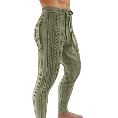 Pants Casual Men's Slim Fit Pants Color Trend Knitted Youth Solid Men's Pants Boy Sock Green