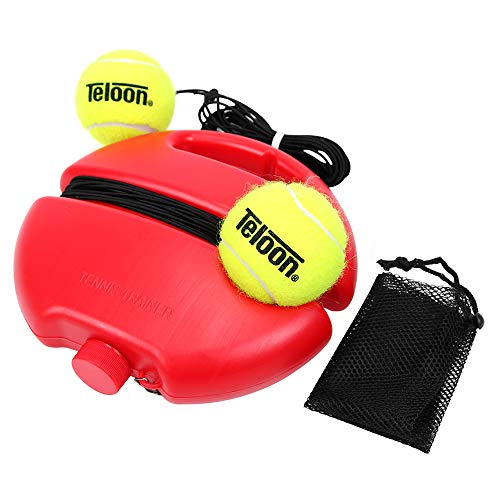Teloon Solo Trainer Rebound Ball, Elastic with 2 String and a Portable Mesh Bag for Self Tennis Practice Training Tool for Adults or Kids Beginners