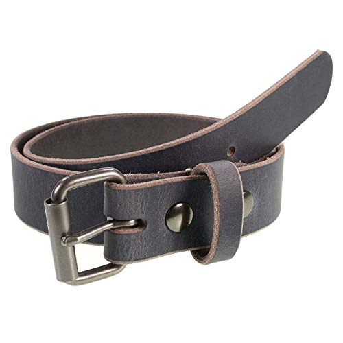 Men's Genuine Buffalo Leather Belt, 1 1/2' width, Handmade in the USA, By Amish (Vintage Gray, 40' (Pants 36-37))