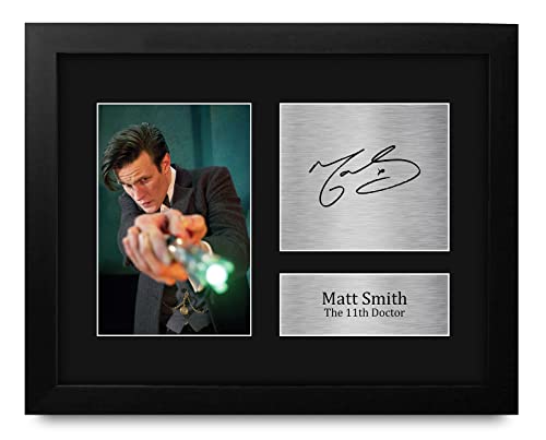 HWC Trading Matt Smith Dr Who Gifts USL Framed Printed Signed Autograph Picture for TV Show Fans - US Letter Size