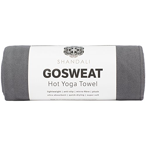 Shandali Hot Yoga Towel - Suede - 100% Microfiber, Super Absorbent, Bikram Yoga Mat Towel - Exercise, Fitness, Pilates, and Yoga Gear - Gray 26.5' x 72'