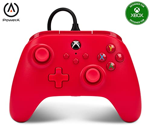 PowerA Wired Controller for Xbox Series X|S - Red, gamepad, video game/gaming controller, works with Xbox One, Officially Licensed