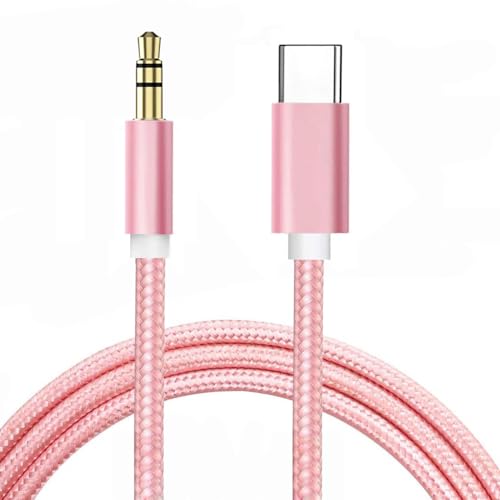USB-C to 3.5mm Aux Audio Cable, Apple MFi Certified Car Stereo Cord for iPhone 15/15 Plus/ 15 Pro/ 15 Pro Max, iPad Pro, MacBook, Samsung Galaxy S23 S22 Note 20, Pixel 5 6 (Pink)
