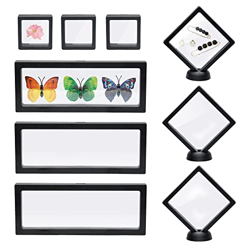 Frame Floating Display Coin Holder Jewelry Display Stand Black Floating Display Case with Different Size 9 Pcs