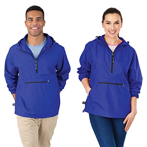 Charles River Apparel womens Pack-n-go & Water-resistant Pullover (Reg/Ext Sizes) Windbreaker Jacket, Royal, Large US