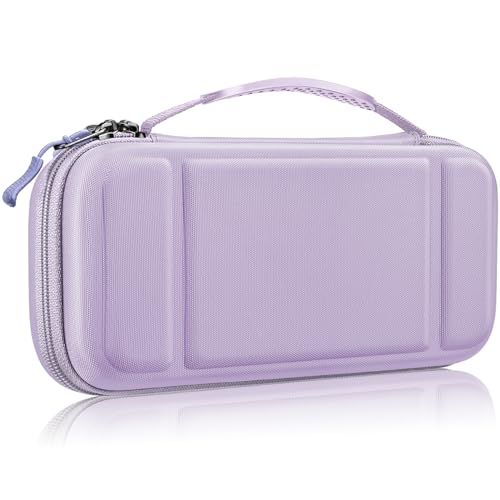 FINTIE Carrying Case for Nintendo Switch OLED Model 2021/Switch 2017 - [Shockproof] Hard Shell Protective Cover Travel Bag w/10 Game Card Slots for Switch Console Joy-Con & Accessories, Pastel Purple,
