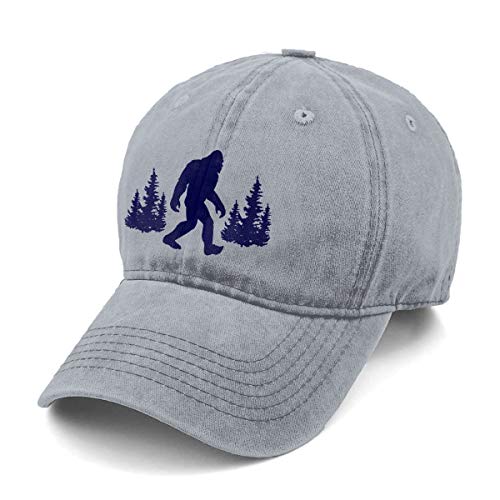 Unisex UFO Bigfoot Denim Hat Adjustable Washed Dyed Cotton Dad Baseball Caps (One Size, Gray - Bigfoot Sasquatch)