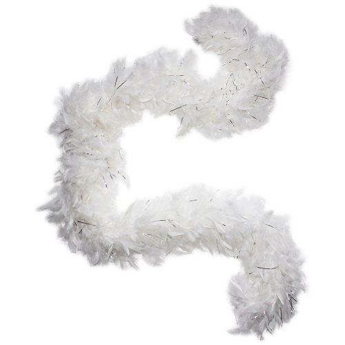 Cynthia's Feathers 100g Chandelle Feather Boa (White/Silver Tinsels)