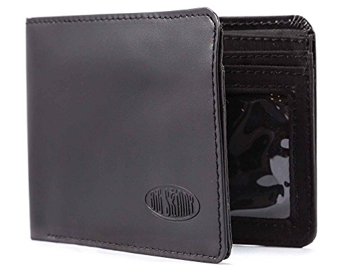 Big Skinny Men's L-Fold Passcase Leather Slim Wallet, Holds Up to 30 Cards, Black