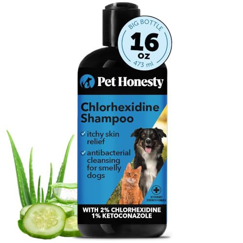 Pet Honesty Chlorhexidine Cat & Dog Anti-Itch Shampoo, for Allergies, Itching, Dog Skin and Coat Supplement, Helps Shedding, Hot Spots, Deodorizing Dog Shampoo, Dog Grooming Supplies,16oz