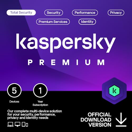 Kaspersky Premium Total Security 2024 | 5 Devices | 1 Year | Anti-Phishing and Firewall | Unlimited VPN | Password Manager | Parental Controls | 24/7 Support | PC/Mac/Mobile | Online Code