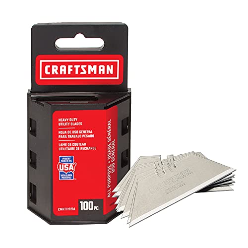 CRAFTSMAN Utility Knife Blades, 100 Pack, For Drywall, Leather, Rubber and More (CMHT11921A)