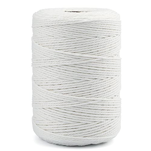 jijAcraft Butchers Twine 656 Feet, 2mm White Twine String, Food Safe Natural Cotton String Kitchen Cooking Twine String Bakers Twine for Meat Trussing, Sausage, Turkey, Food Prep