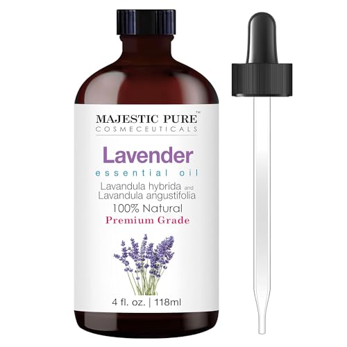 MAJESTIC PURE Lavender Essential Oil | 100% Natural Premium Grade Lavender Oil for Diffuser, Aromatherapy, Massage, Humidifiers and Topical uses | 4 fl oz