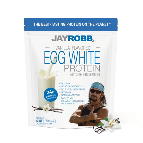 Jay Robb Vanilla Egg White Protein Powder, Low Carb, Keto, Vegetarian, Gluten Free, Lactose Free, No Sugar Added, No Fat, No Soy, Nothing Artificial, Non-GMO, Best-Tasting, (12 oz, Vanilla)