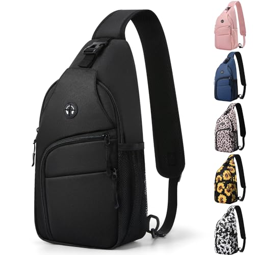 Tuwubi Crossbody Bags for Women Trendy,Sling Bag for Men with Adjustable Shoulder,Travel Essentials Backpack for Traveling Hiking(Black)