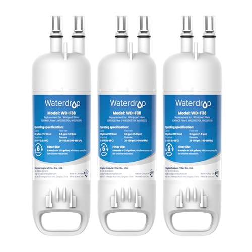 Waterdrop W10295370A Replacement for Everydrop Filter 1, EDR1RXD1, EDR1RXD1B, P8RFWB2L, P4RFWB, Kenmore 46-9081, 46-9930, WD-F38 Refrigerator Water Filter, 3 Pack