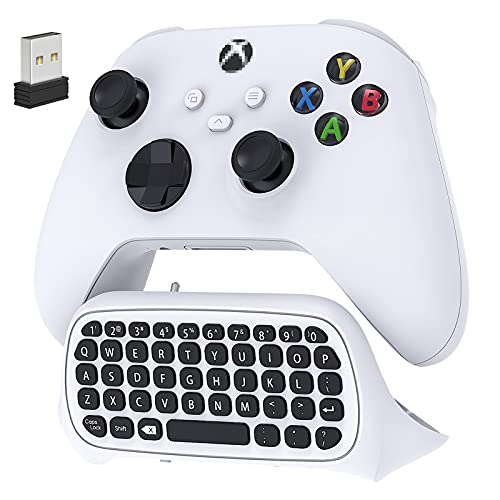 Keyboard for Xbox Series X/S/One/One S Controller, Wireless Chatpad Bluetooth Gaming Keypad with USB Receiver,Built-in Speaker,3.5mm Audio Jack Accessories for Xbox (Controller Not Included),White