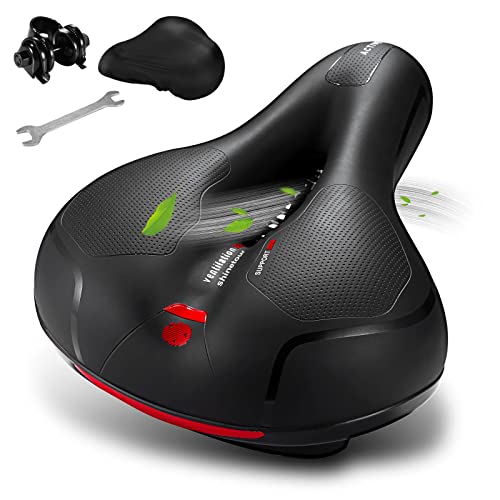 GREAN Comfortable Seat Cushion for Men Women with Dual Shock Absorbing Ball Memory Foam Waterproof Wide Bicycle Saddle Fit for Stationary/Exercise/Indoor/Mountain/Road Bikes