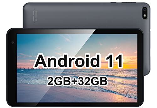 NORTH BISON Android Tablet 7 inch, Android 11 Tablet, 2GB RAM 32GB ROM, Quad-Core Processor, Dual Camera, WiFi, Bluetooth, 128GB Expand, GMS Certified-Silver